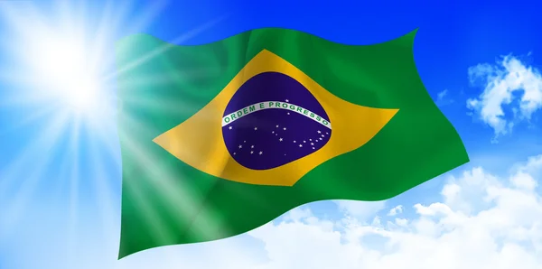 Brésil Drapeau national fond ciel — Image vectorielle