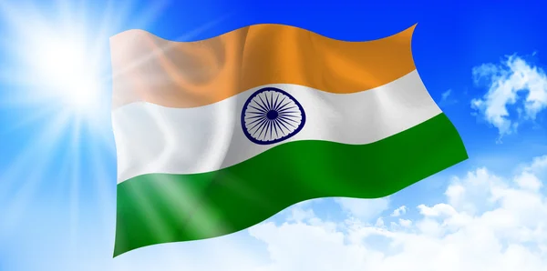 하늘을 배경으로 한 인도 국기 — 스톡 벡터