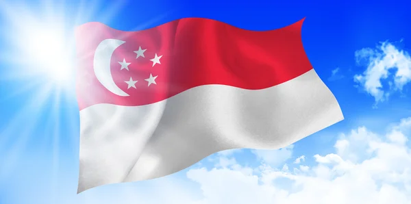 Singapore Bandiera nazionale cielo sfondo — Vettoriale Stock