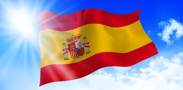 Spanje Nationale vlag lucht achtergrond — Stockvector