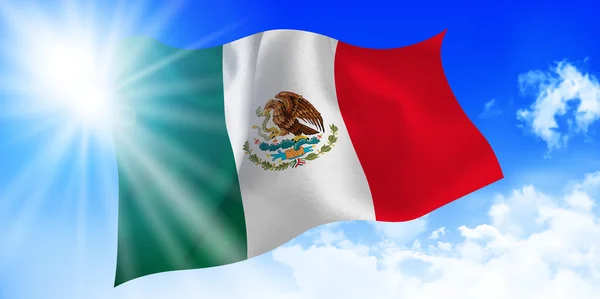 Mexico national flag sky background — Stock Vector