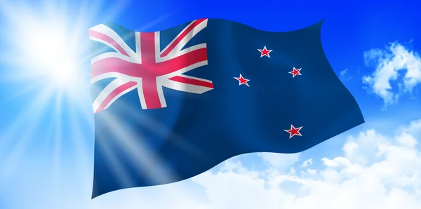 Nový Zéland státní vlajka obloha pozadí — Stockový vektor
