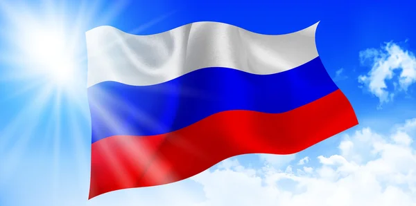 Государственный флаг России фон неба — стоковый вектор
