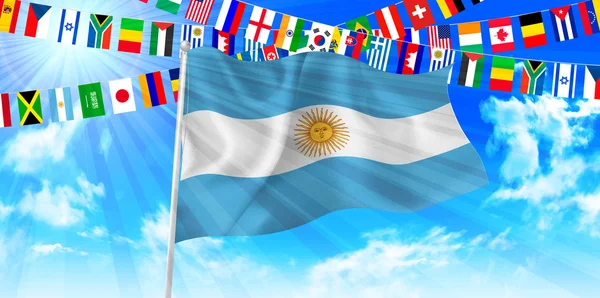 Argentina Bandeira nacional céu fundo — Vetor de Stock