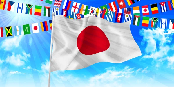Japón Bandera nacional cielo fondo — Vector de stock