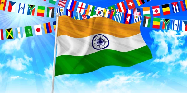 Inde drapeau national ciel arrière-plan — Image vectorielle