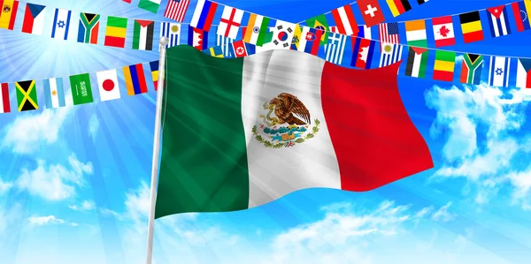 メキシコ国旗空の背景 — ストックベクタ