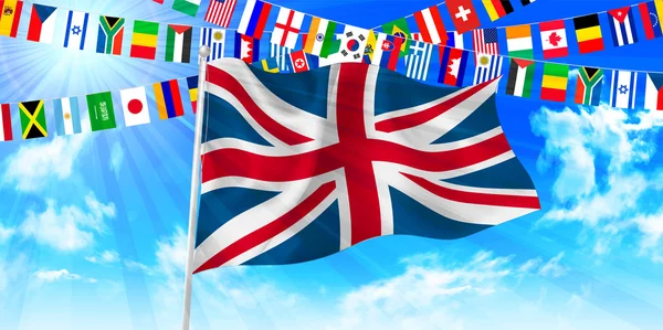 영국 국기 하늘 배경 — 스톡 벡터
