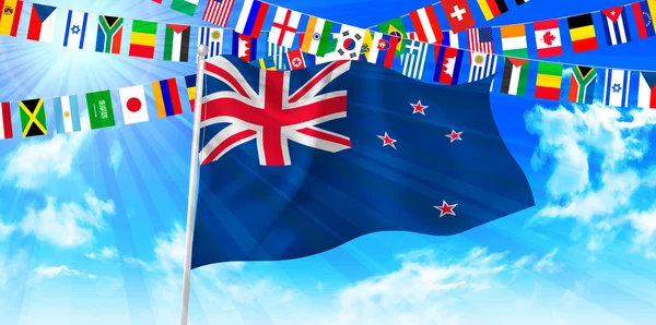 Neuseeland Nationalflagge Himmel Hintergrund — Stockvektor