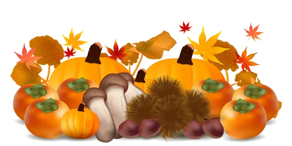 Autumn leaves pumpkin Halloween background — Stock Vector