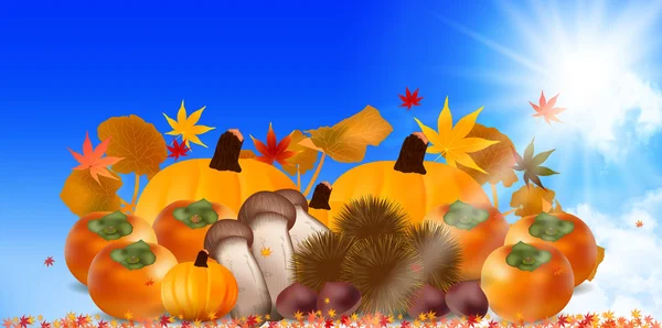 Podzimní listí dýně Halloween pozadí — Stockový vektor