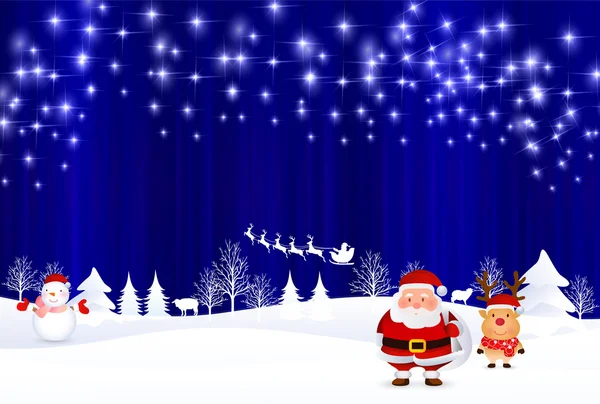 Christmas snow Santa background — Stock Vector