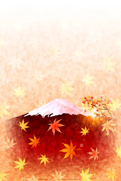 Hojas de otoño Fuji Papel japonés de fondo — Vector de stock