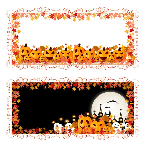 Halloween pumpkin autumn leaves background — Stock Vector