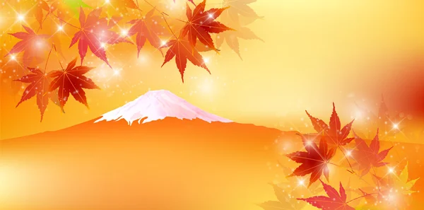 Autumn leaves Fuji autumn background — Stock Vector