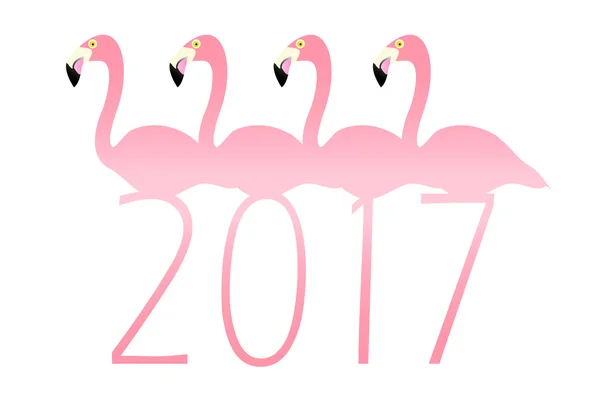 Galo Flamingo ícone de cartão de Ano Novo — Vetor de Stock
