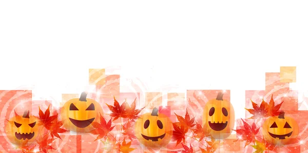 Halloween pumpkin autumn leaves background — Stock Vector