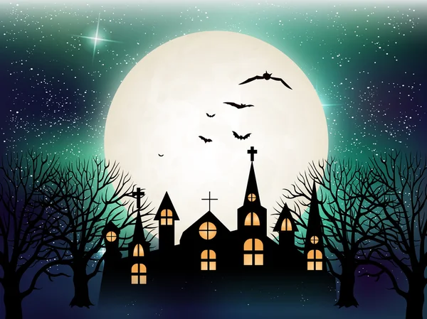 Halloween Schloss Nacht Hintergrund — Stockvektor