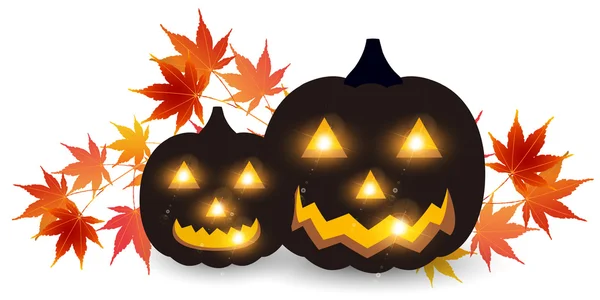 Halloween citrouille automne feuilles icône — Image vectorielle