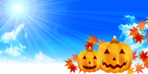 Halloween pompoen herfst bladeren achtergrond — Stockvector