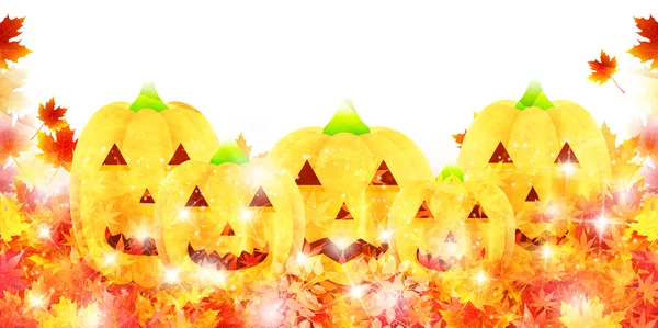 Halloween abóbora outono folhas fundo — Vetor de Stock