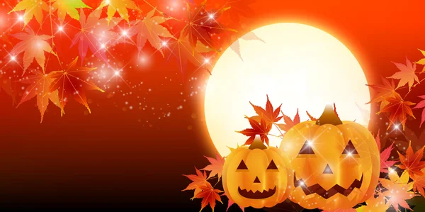 Halloween calabaza otoño hojas fondo — Vector de stock