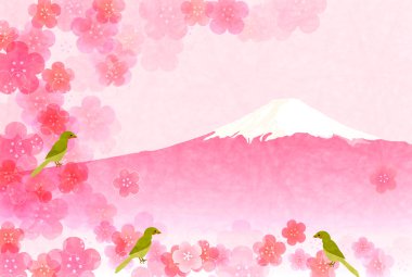 Horoz Fuji yeni yıl kartı arka plan