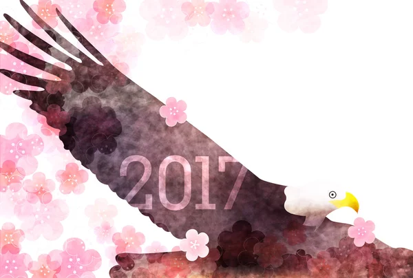 Κι-κιρίκου γεράκι φόντο κάρτα νέου έτους — Διανυσματικό Αρχείο
