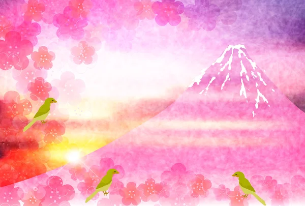 Півень Fuji Слива Новорічний картки — стоковий вектор