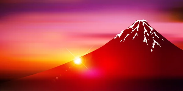 Fuji amanecer paisaje fondo — Vector de stock