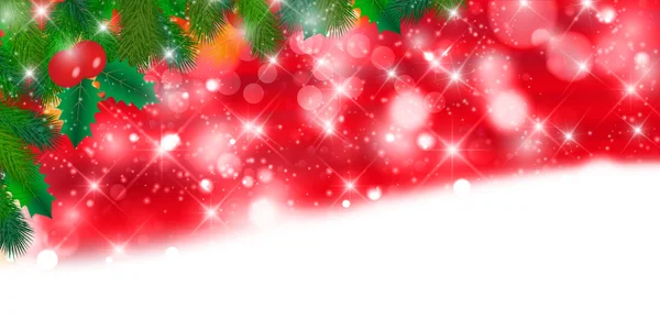 Christmas snow holly bakgrund — Stock vektor