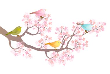 Horoz kiraz ağacı yılbaşı kartı arka plan