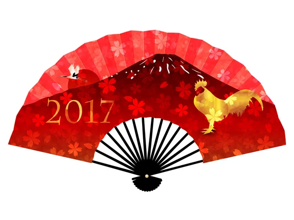 Haan kip Fuji New Year's kaart — Stockvector