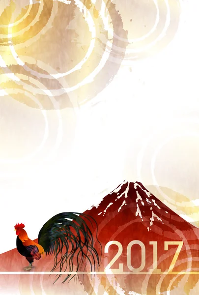 Poulet de coq Fuji Carte du Nouvel An — Image vectorielle