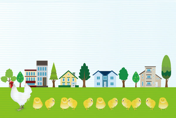 Фон поздравительной открытки с курицей
