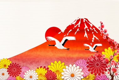 Horoz vinç Fuji yılbaşı kartı