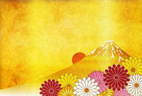 ゴールド富士新年のカード背景 — ストックベクタ