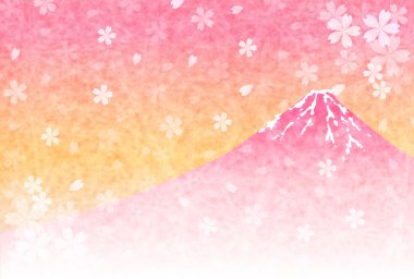 Fuji kiraz ağacı yılbaşı kartı arka plan