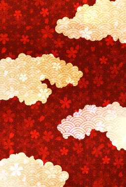 Japon desenli yeni yıl kartı Kiraz Çiçekleri arkaplanı