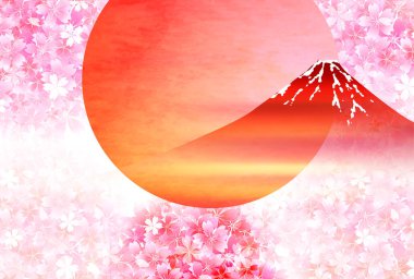 Mt. Fuji Yeni Yıl Kartı Japon şablonu