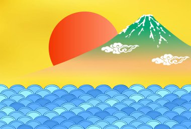 Mt. Fuji Yeni Yıl Kartı Gün Doğumu arkaplanı