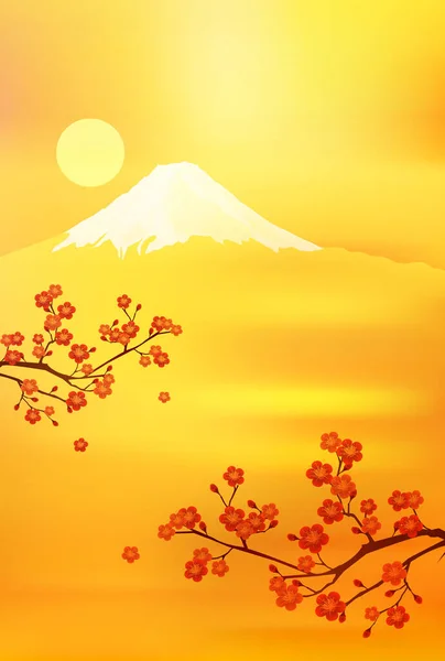 Fuji Yeni Yıl Altın Kartı — Stok Vektör