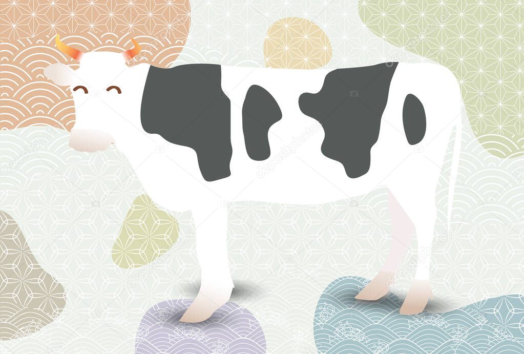 Cow New Year's card Zodiac background