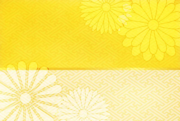 Japanese Pattern New Year Card Chrysanthemum Background — Stock Vector