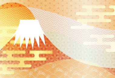 Mt. Fuji Japon desenli yeni yıl kartı geçmişi