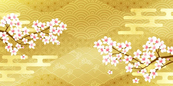樱花的日本背景 — 图库矢量图片