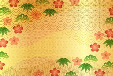 Japon desenli yeni yıl kart şablonu