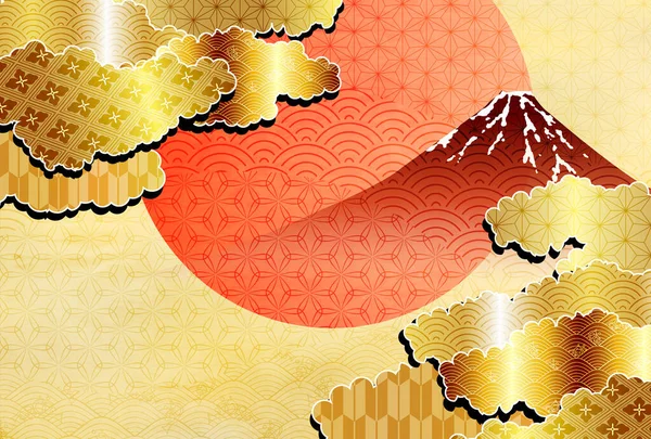 Fuji Carte Nouvel Fond Motif Japonais — Image vectorielle