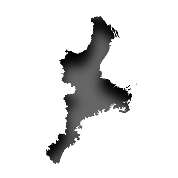 三重県地図シルエット白アイコン — ストックベクタ