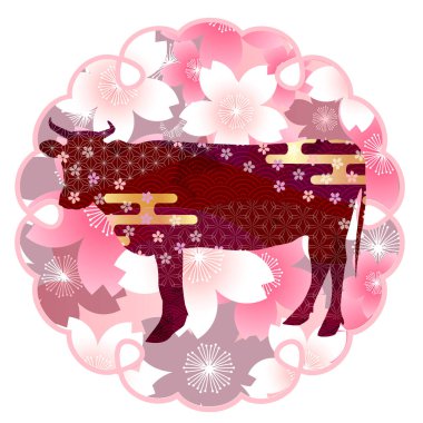 İnek Yeni Yıl Kartı Zodiac simgesi